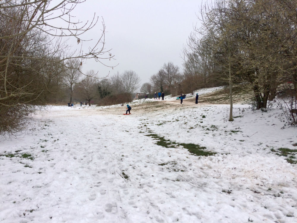 Photograph of people enjoying the snow